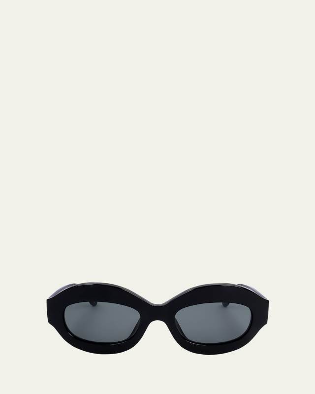 Logo Acetate Oval Sunglasses